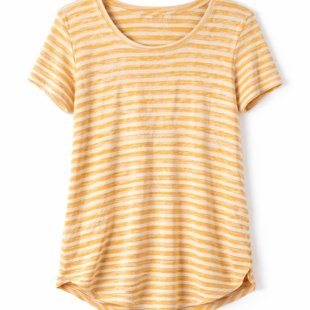 Market & Spruce Yellow and White Striped Short-Sleeve Tee